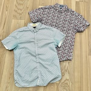 Denim & Flowers Men’s Button Down Short Sleeve Shirts Bundle of 2 Size Med Slim